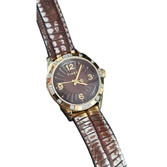 Vintage TIMEX Diamond Collection Black Face Stainless Steel Women's Watch - Picture 1 of 10